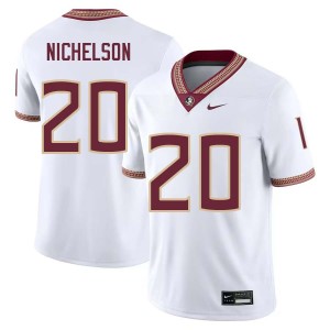 Men Blake Nichelson White Florida State #20 Replica Jersey 115376-146