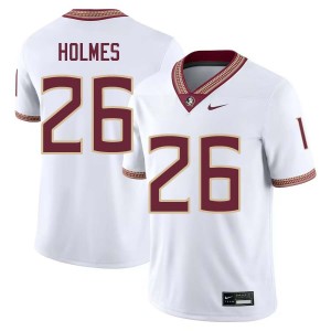 Men Caziah Holmes White Seminoles #26 Stitched Jerseys 250044-340