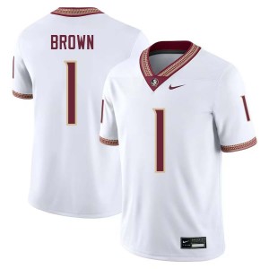 Men Shyheim Brown White Seminoles #1 2025 Jersey 230575-592