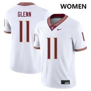 Women Brock Glenn White FSU Seminoles #11 Embroidery Jersey 948235-732