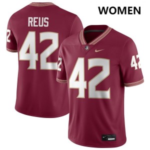 Women Brunno Reus Garnet Florida State Seminoles #42 Limited Jerseys 109822-756