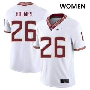Women Caziah Holmes White FSU Seminoles #26 Replica Jerseys 308090-938