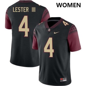 Women Charles Lester III Black Florida State Seminoles #4 Game Jersey 161670-240