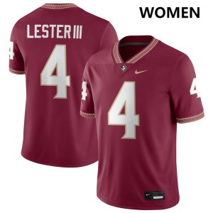 Women Charles Lester III Garnet Florida State Seminoles #4 Limited Jersey 466603-183