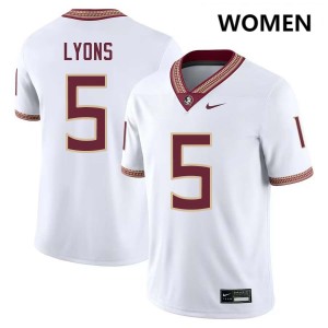 Women Daniel Lyons White Seminoles #5 Stitched Jerseys 473463-725