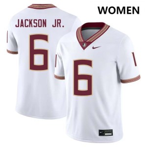 Women Darrell Jackson Jr. White FSU Seminoles #6 Official Jerseys 975311-609