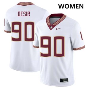 Women Darryll Desir White Seminoles #90 Official Jersey 683075-959