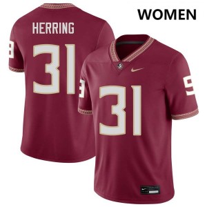 Women Elijah Herring Garnet Florida State #31 University Jersey 327897-347