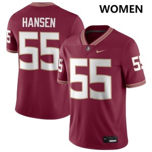 Women Gunnar Hansen Garnet Seminoles #55 Stitched Jerseys 371386-667