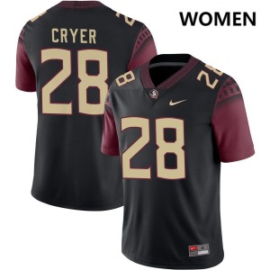 Women Justin Cryer Black FSU #28 Game Jerseys 147867-764