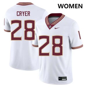 Women Justin Cryer White Seminoles #28 Official Jerseys 759013-421
