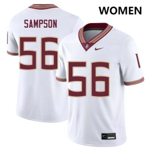 Women KJ Sampson White Seminoles #56 Embroidery Jerseys 181091-714