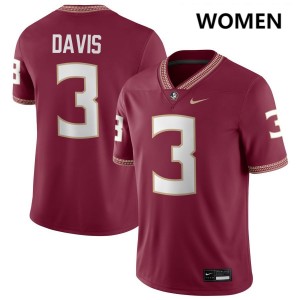 Women Kam Davis Garnet FSU #3 Player Jerseys 396485-480