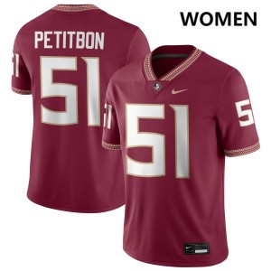Women Luke Petitbon Garnet Seminoles #51 High School Jersey 699847-827