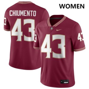 Women Mac Chiumento Garnet Florida State #43 Alumni Jerseys 304835-901