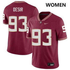 Women Mandrell Desir Garnet FSU Seminoles #93 Game Jerseys 603964-335
