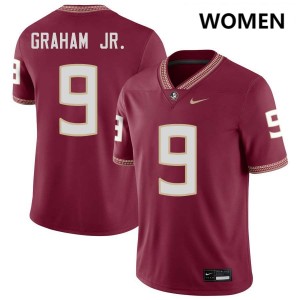 Women Omar Graham Jr. Garnet FSU Seminoles #9 Replica Jersey 940764-555