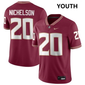 Youth Blake Nichelson Garnet FSU #20 NCAA Jerseys 570351-402