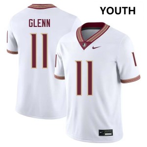 Youth Brock Glenn White Florida State Seminoles #11 Embroidery Jersey 476521-495