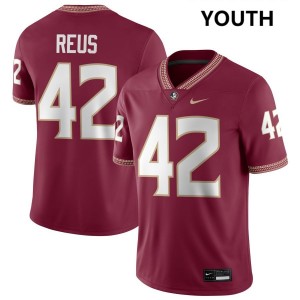 Youth Brunno Reus Garnet FSU #42 Official Jerseys 624408-772