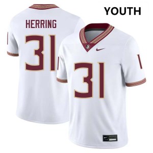 Youth Elijah Herring White FSU Seminoles #31 Embroidery Jersey 398702-228