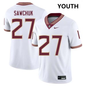 Youth Gavin Sawchuk White FSU #27 NCAA Jersey 175178-208