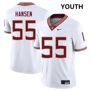 Youth Gunnar Hansen White FSU Seminoles #55 Embroidery Jerseys 676352-573