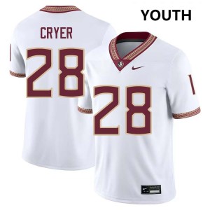 Youth Justin Cryer White Seminoles #28 Replica Jerseys 890609-239