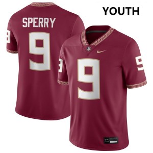 Youth Kevin Sperry Garnet Florida State #9 University Jerseys 971087-547