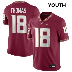 Youth Landen Thomas Garnet Seminoles #18 High School Jerseys 938272-185