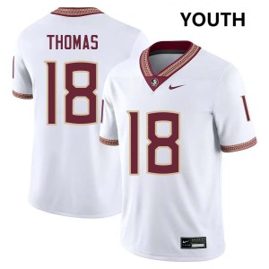Youth Landen Thomas White Florida State Seminoles #18 University Jerseys 212322-620