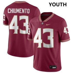 Youth Mac Chiumento Garnet Florida State Seminoles #43 2025 Jersey 495238-407