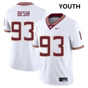 Youth Mandrell Desir White Seminoles #93 High School Jersey 300702-600