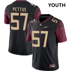 Youth Micah Pettus Black FSU Seminoles #57 Embroidery Jersey 120443-430