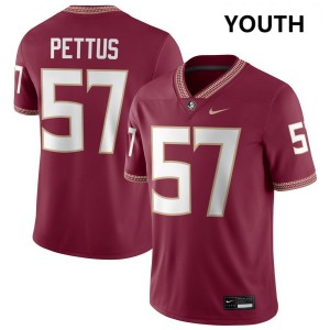 Youth Micah Pettus Garnet Seminoles #57 Game Jersey 340522-343
