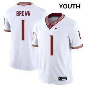 Youth Shyheim Brown White FSU #1 Alumni Jersey 335160-268