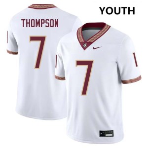 Youth Stefon Thompson White Noles #7 Stitched Jersey 493553-459