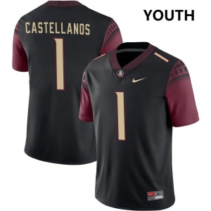 Youth Tommy Castellanos Black Florida State Seminoles #1 NCAA Jerseys 671088-214