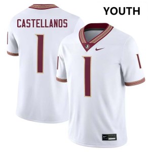 Youth Tommy Castellanos White Seminoles #1 NCAA Jersey 633857-864